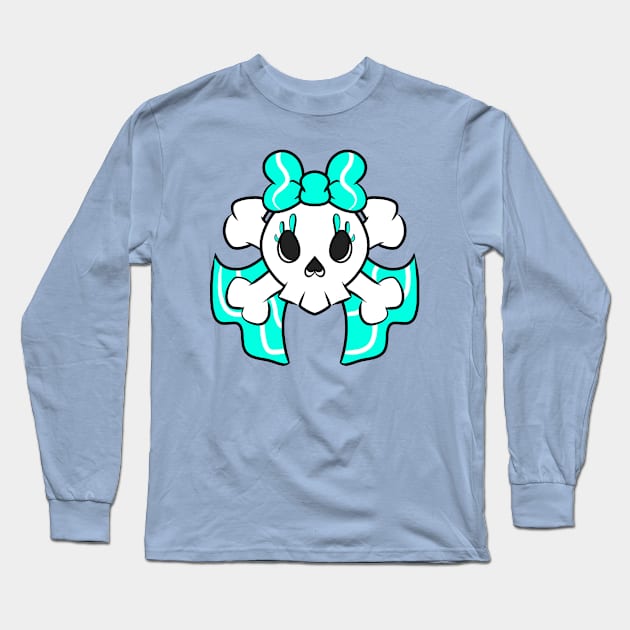 Pretty Skulls light blue ribbon Long Sleeve T-Shirt by parrotina